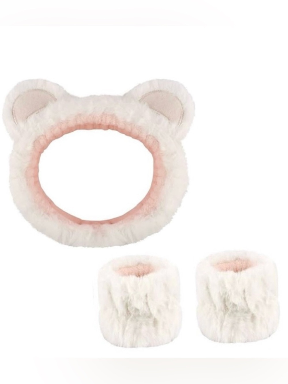 Bear Ear Spa Headband and Wristband Set for Face Washing Skincare Makeup, [New]